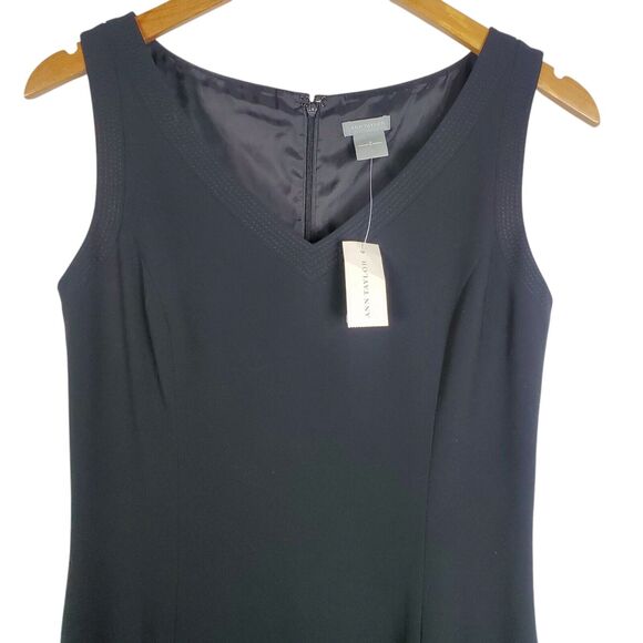 NEW Ann Taylor Sleeveless Little Black Dress Sz 4 LBD V-neck Back Ruffle Career - Picture 5 of 15